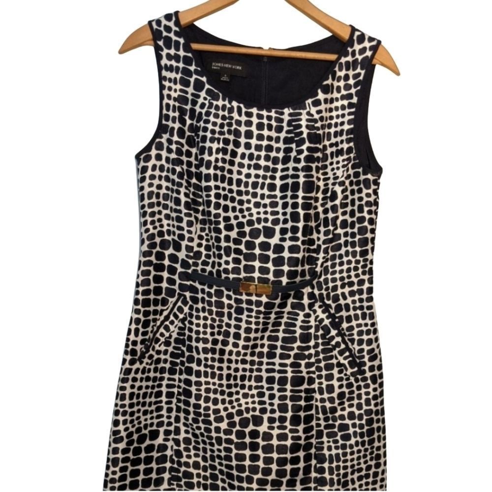 Jones New York Dress Black + White Belt Size 4